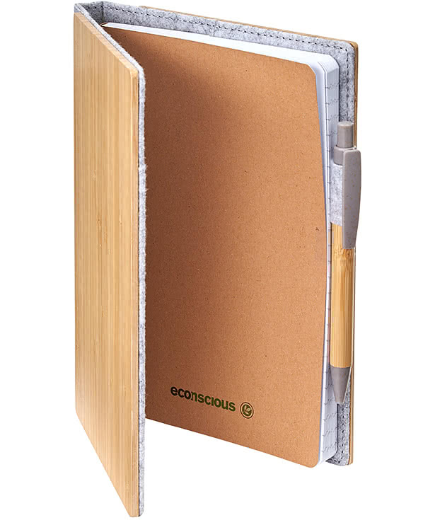 Econscious Grove Refillable Bamboo Hard Cover Notebook with Pen