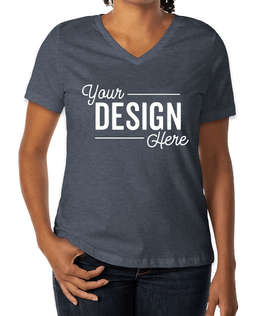 Bella + Canvas Women's Jersey V-Neck T-shirt - Color: Heather Navy