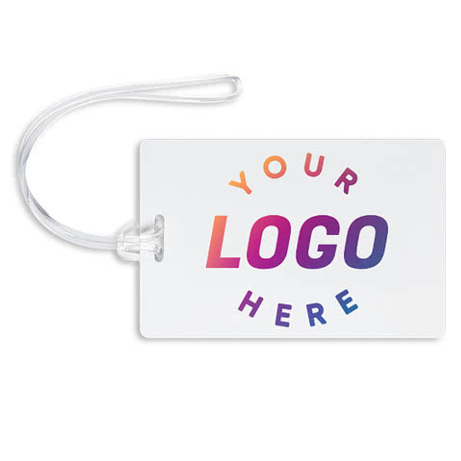 Full Color Rectangle Plastic Luggage Tag in White