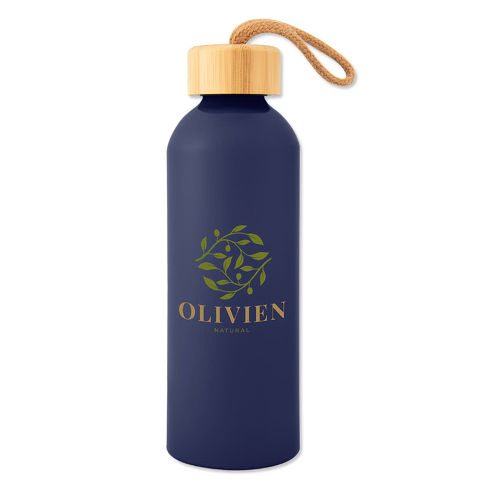 Full Color 25 oz. Blaire Recycled Aluminum Water Bottle with Bamboo Lid