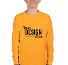 Gildan Youth 100% Cotton Long Sleeve T-shirt - Color: Gold