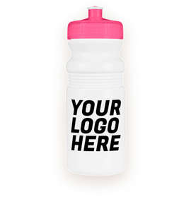 20 oz. Bike Water Bottle - Color: White / Translucent Hot Pink