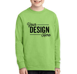 Port & Company Youth Core Cotton Long Sleeve T-shirt - Color: Lime