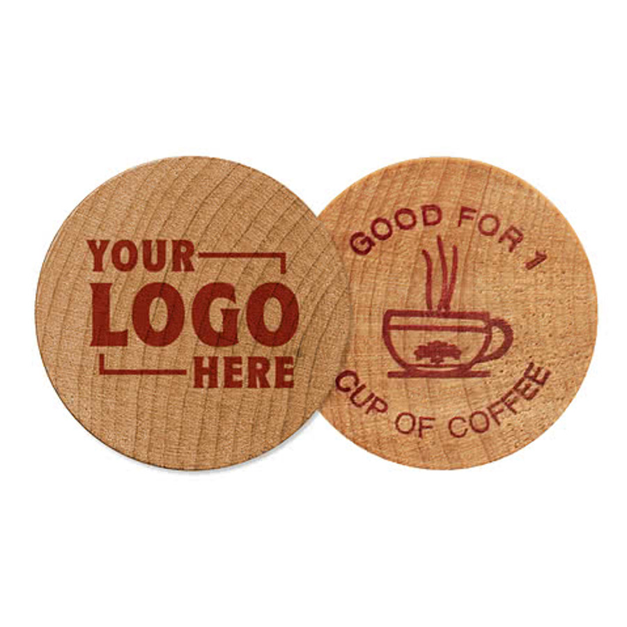 Good for One Cup of Coffee Wooden Nickel in Wood