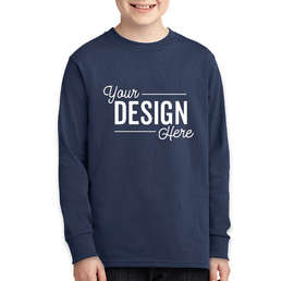 Port & Company Youth Core Cotton Long Sleeve T-shirt - Color: Navy