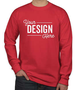 Bayside USA-Made 100% Cotton Long Sleeve T-shirt - Color: Red