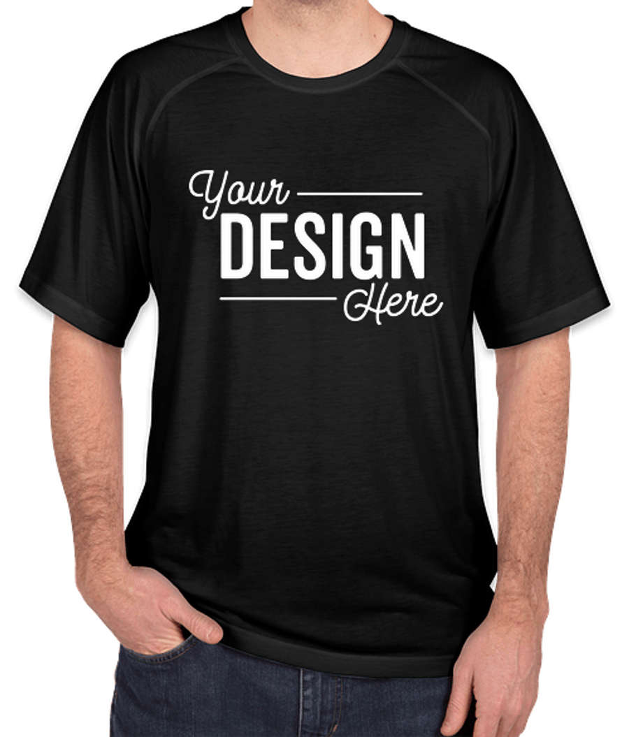 Sport-Tek Tri-Blend Short Sleeve Raglan Performance Shirt in Black Triad Solid