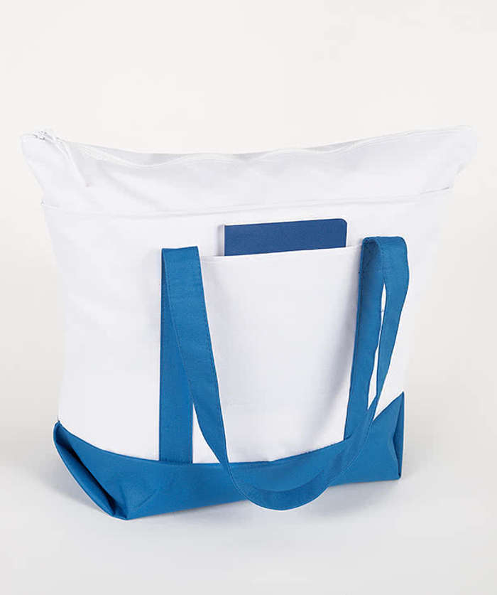 Embroidered Large Poly Zippered Tote Bag