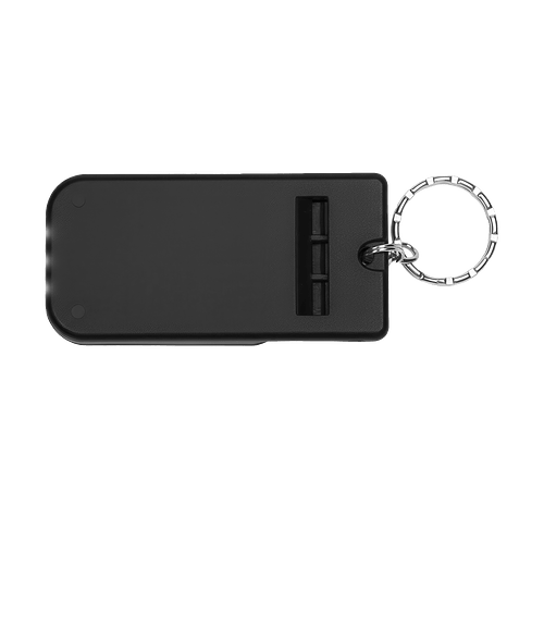 Solar Powered Light & Whistle Keychain in Black