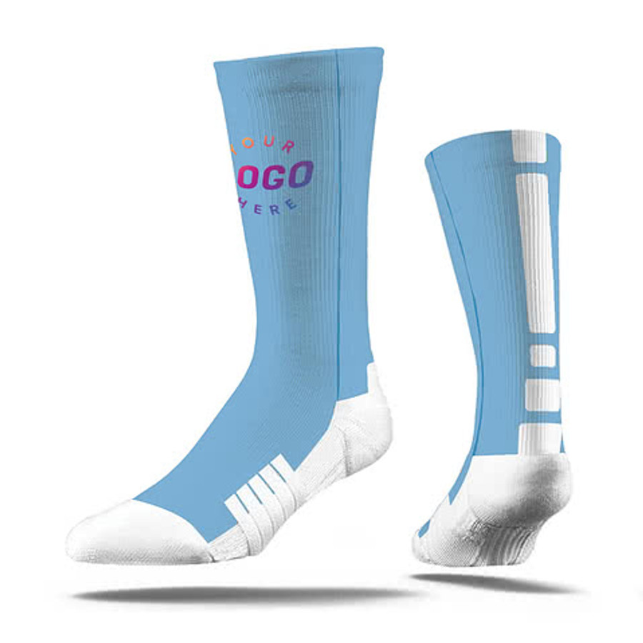 Back Stripe Premium Crew Socks in Blue