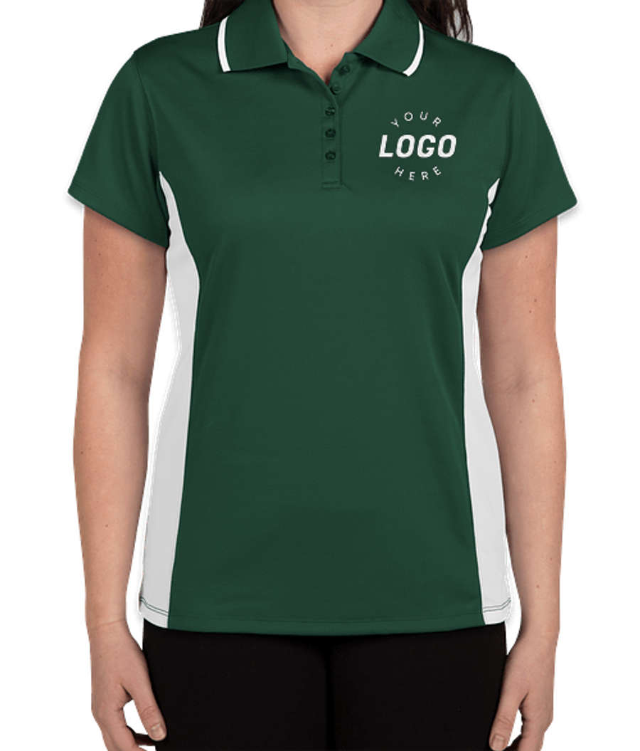 Charles River Women's Tipped Pique Performance Polo in Forest / White
