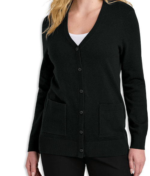 Port Authority Women’s Easy Care Button-Front Cardigan in Deep Black