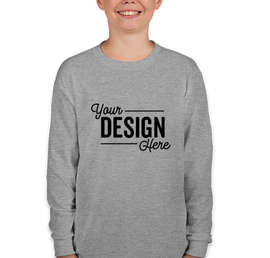 Gildan Youth 100% Cotton Long Sleeve T-shirt - Color: Sport Grey