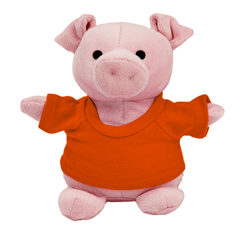 Full Color Bean Bag Buddies 6" Pig Plush Animal in Orange