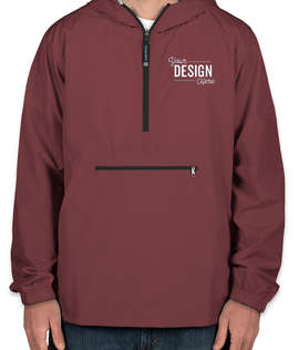 Charles River Pack-N-Go Hooded Packable Anorak - Embroidered - Color: Maroon