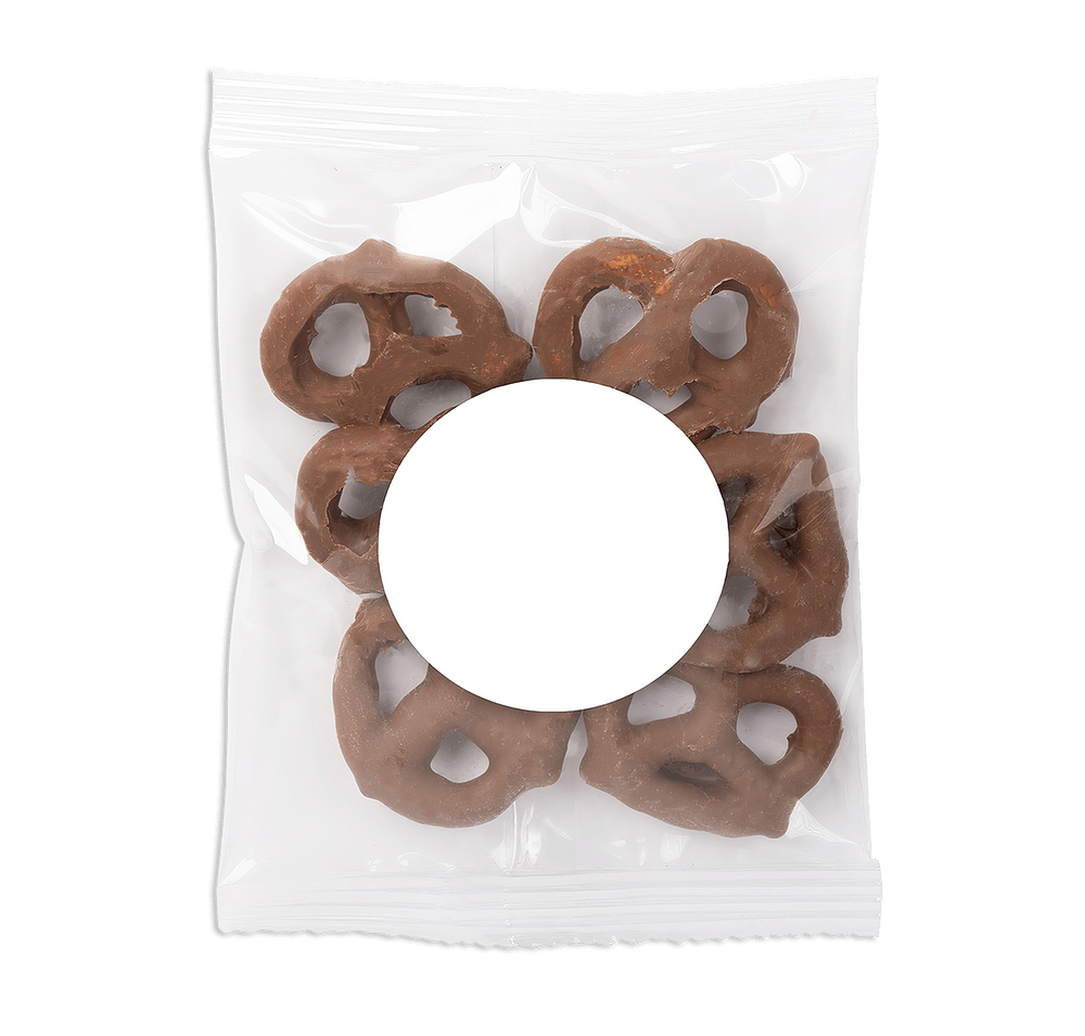 Full Color Chocolate Covered Mini Pretzels Promo Pack Bag-default