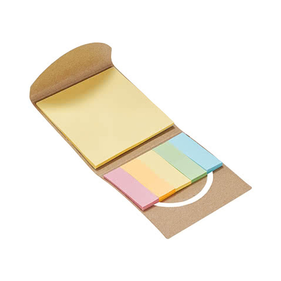 Happy Face Recycled Sticky Pack with Sticky Notes and Flags in Natural