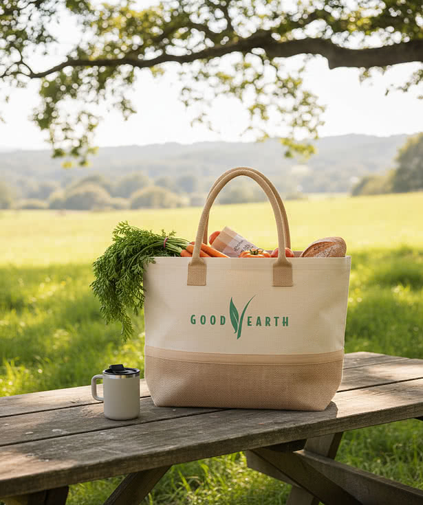 Wanderlust Laminated Jute & Canvas Tote Bag