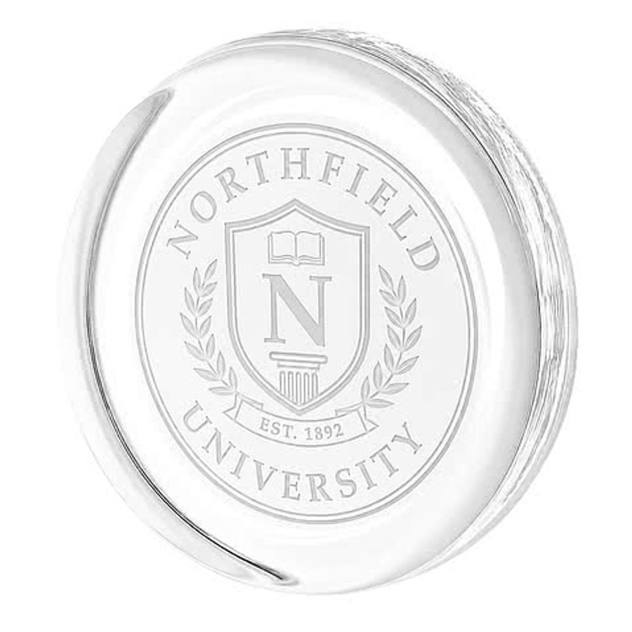 Laser Engraved Flat Round Paperweight in Clear