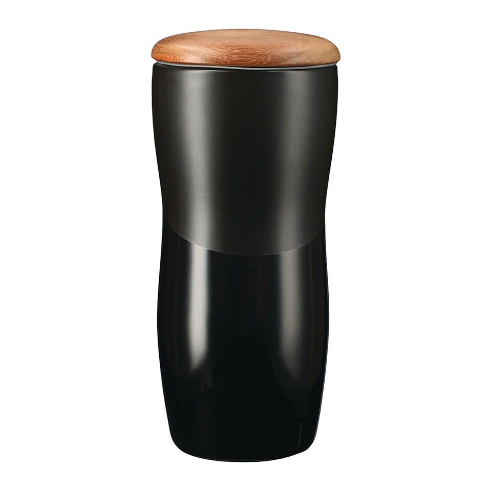 Laser Engraved 10 oz. Reno Insulated Ceramic Tumbler with Wood Lid