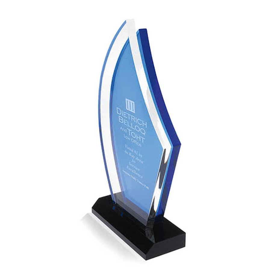 Laser Engraved Acrylic Sailboat Award in Blue