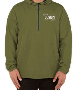 Independent Trading Quarter Zip Windbreaker - Color: Army / Black Zipper
