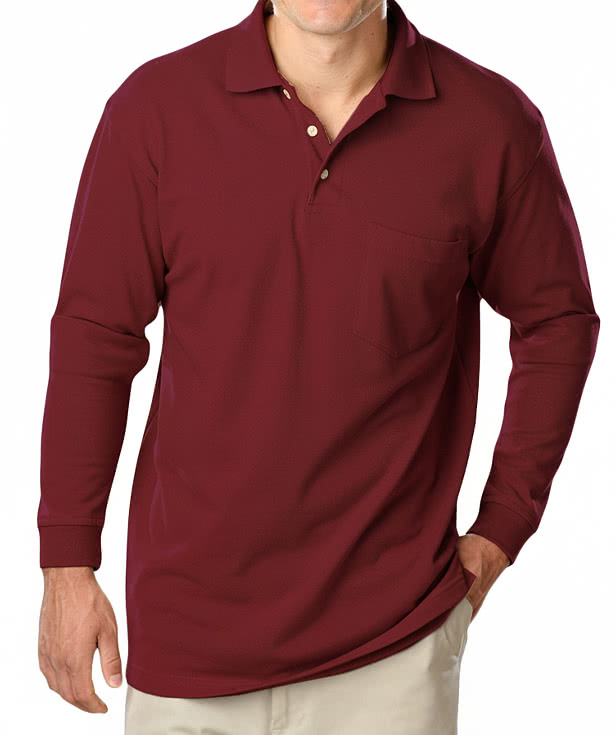 Blue Generation Superblend Easy-Care Long Sleeve Pique Pocket Polo