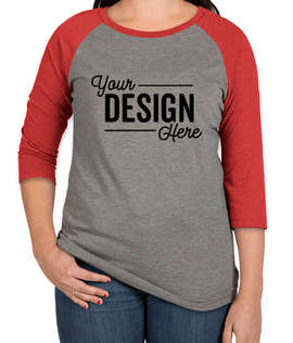 District Women's Tri-Blend Raglan T-shirt - Color: Red Frost / Grey Frost