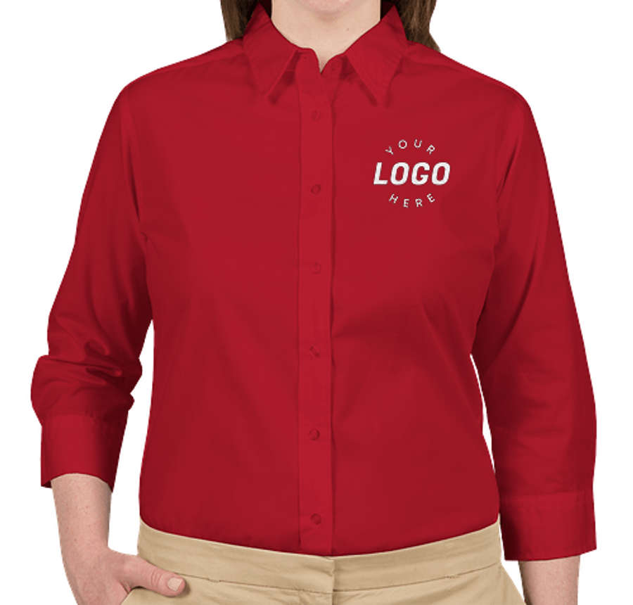 Port Authority Women's 3/4 Sleeve Easy Care Twill Shirt in Red