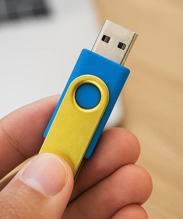 Full Color Gold Matte Swivel USB Flash Drive 8GB