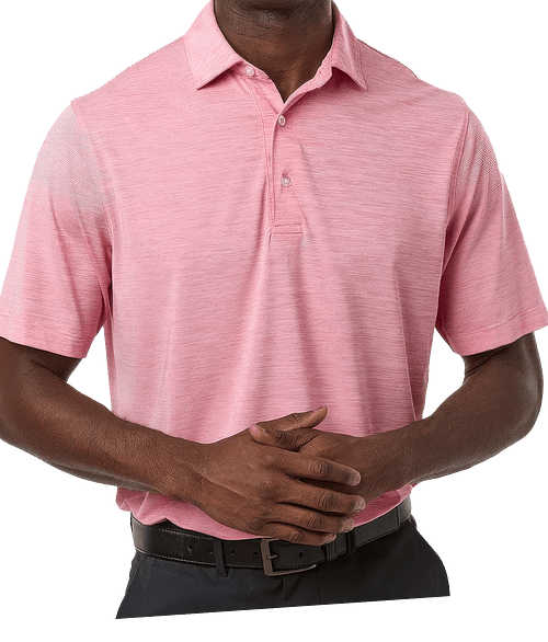 Paragon Bohemian Striped Heather Performance Polo - Embroidered in Red Heather