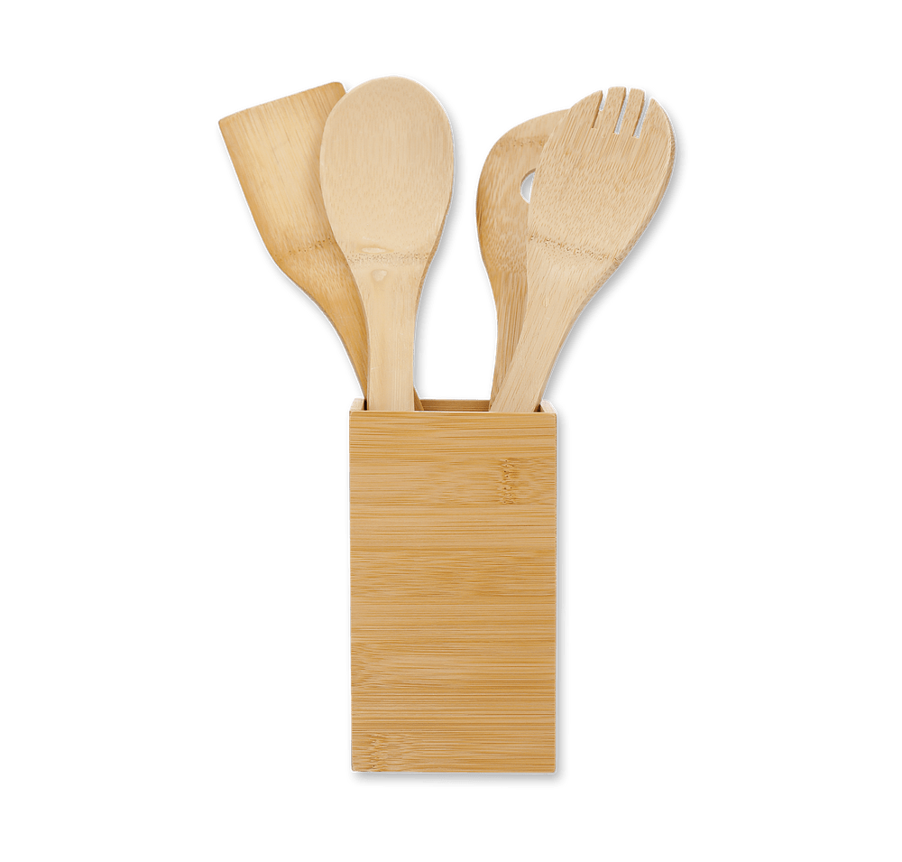 Laser Engraved 4-piece Bamboo Kitchen Tool Set-default