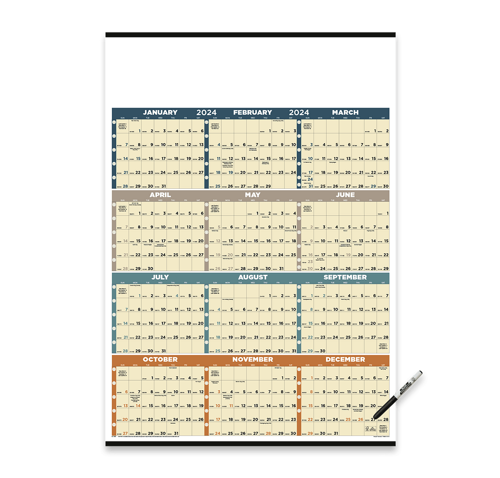 Time Management Span-A-Year Laminated Poster Calendar with Marker-default
