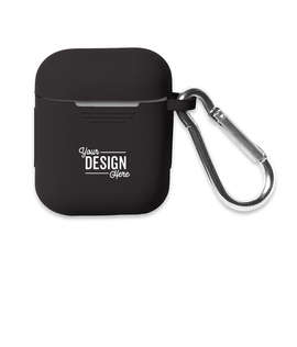 Laser Engraved Silicone Earbud Case Cover - Color: Black