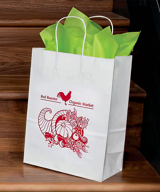 Jenny Medium White Kraft Paper Shopper Bag