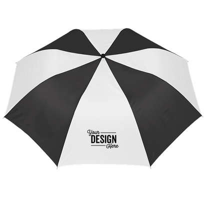 44" Arc Auto Open Multi-Tone Telescopic Folding Umbrella - Black / White