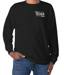 Hanes Authentic Long Sleeve T-shirt - Embroidered - Color: Black
