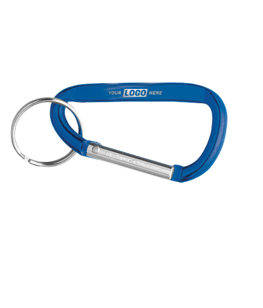 Laser Engraved Small Carabiner Keychain in Blue