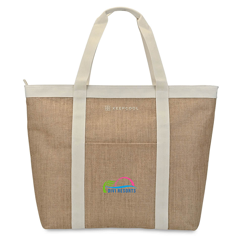 Full Color KeepCool Nairobi Jute Shopper Cooler Tote Bag
