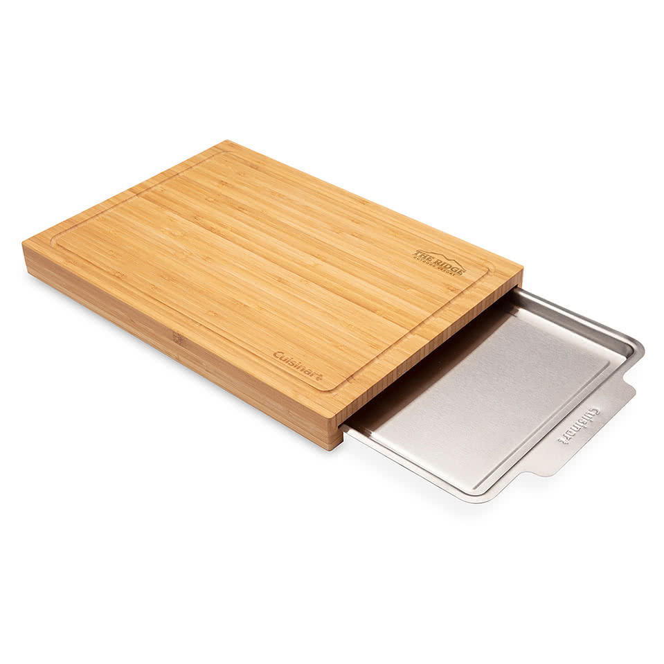 Laser Engraved Cuisinart Outdoors Bamboo Cutting Board with Hidden Tray