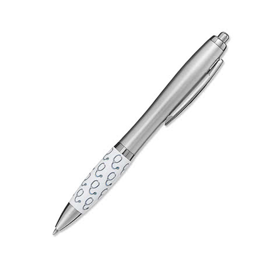 Healthcare Stethoscope Recycled Ballpoint Pen (black ink) in Silver