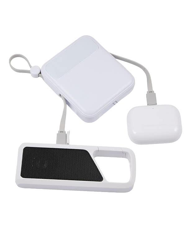 Full Color PWR Boost 10,000 mAh 20W PD Power Bank with Built-In Cables