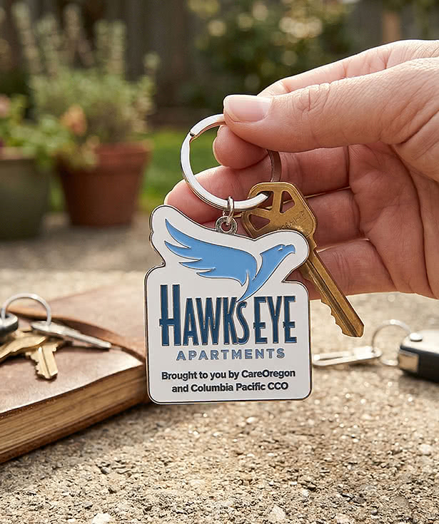2" x 2" Die Cut Enamel Keychain