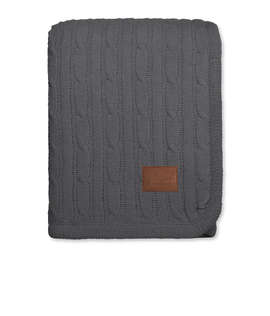 Debossed Kanata Cable Knit Lambswool Blanket - Color: Gray