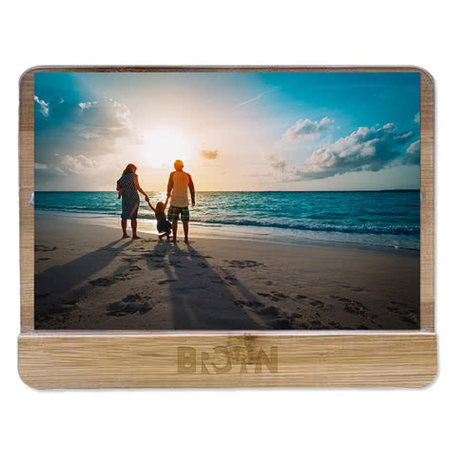 Laser Engraved 4" x 6" Holliston Bamboo Photo Frame in Natural