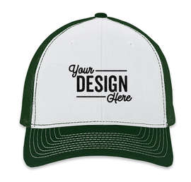 Richardson Snapback Trucker Hat - Color: White / Dark Green