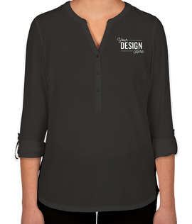 Port Authority Women's Henley Tunic Blouse - Color: Black