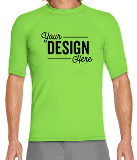 Wet Effect Short Sleeve Rash Guard Shirt - Color: Lime Green