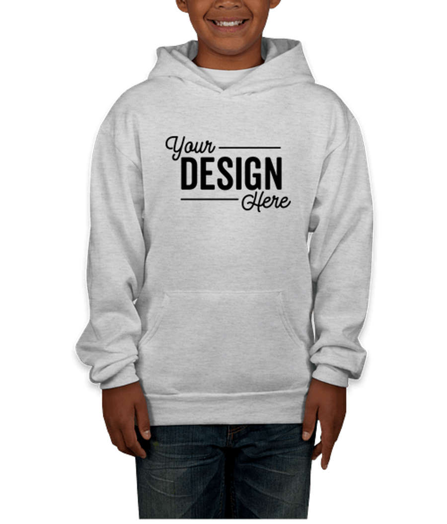 Hanes Youth EcoSmart 50/50 Pullover Hoodie in Ash