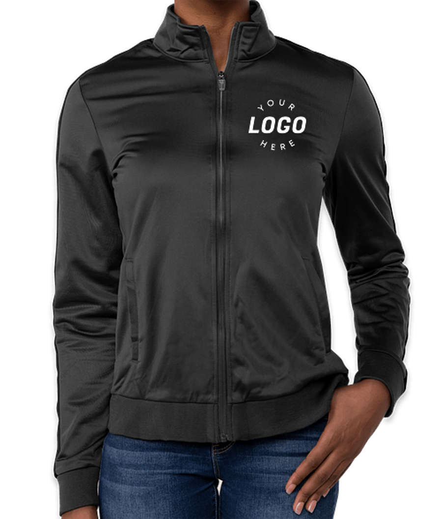 Sport-Tek Women's Tricot Track Jacket in Graphite Grey / Black